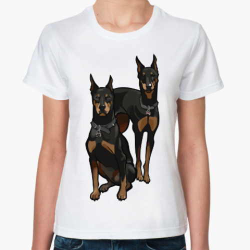 Классическая футболка с принтом Доберман