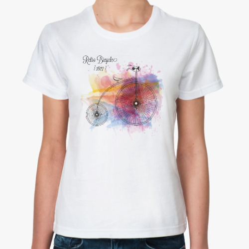 Классическая футболка с принтом Ретро велосипед