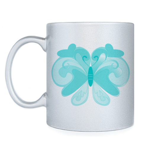Кружка с принтом Бирюзовая бабочка