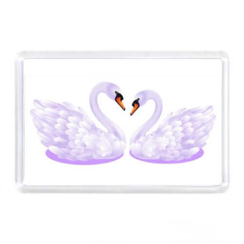 Магнит с принтом Белые лебеди