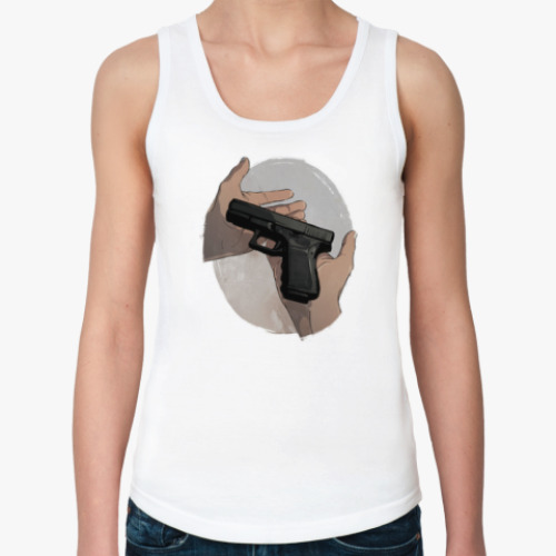 Женская майка с принтом Пистолет
