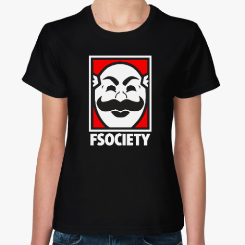 Женская футболка с принтом Mr Robot - fsociety - E Corp