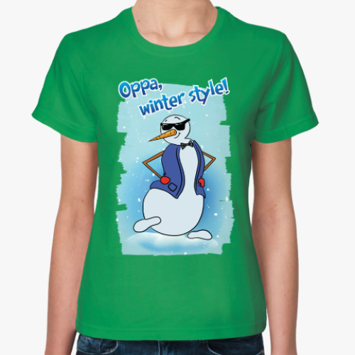 Женская футболка с принтом Winter Style: танцуем Gangnam Style и не паримся!