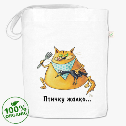 Сумка шоппер с принтом Птичку жалко...