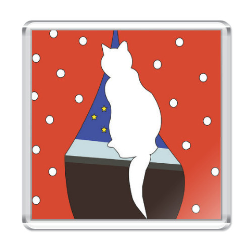 Магнит с принтом Кошка на окошке