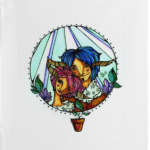 Пара с розово-голубыми волосам