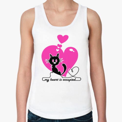 Женская майка с принтом МОЁ СЕРДЦЕ ЗАНЯТО