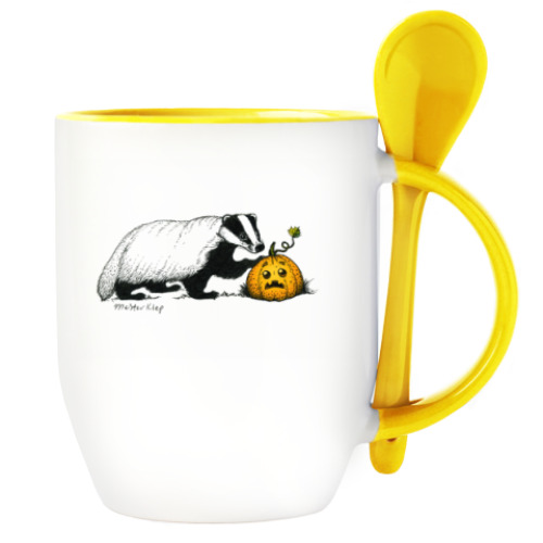 Кружка с ложкой Барсук и тыква Фшоке
