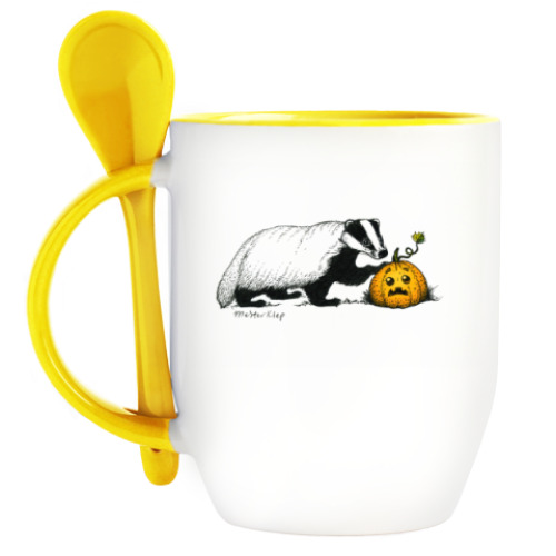 Кружка с ложкой Барсук и тыква Фшоке