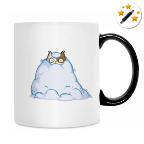 Кружка-хамелеон с принтом Снегокот — Пятничный Котик №40