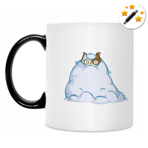 Кружка-хамелеон с принтом Снегокот — Пятничный Котик №40