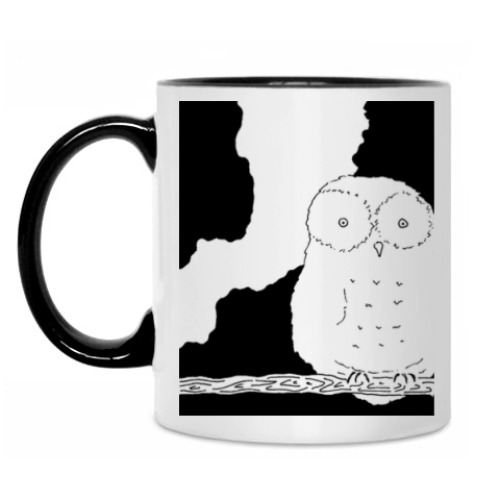 Кружка с принтом Сова на ветке