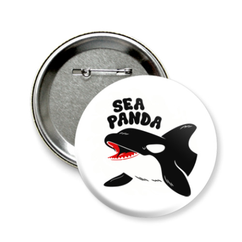Значок 58мм с принтом Sea Panda