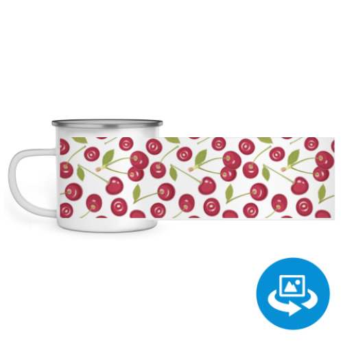 Эмалированная кружка (круговая запечатка) с принтом Сочная вищня