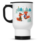 Кружка-термос белая С лисами