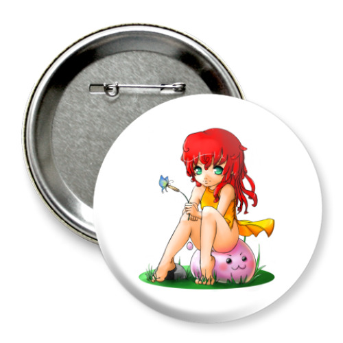 Значок 75мм с принтом Девочка и поринг