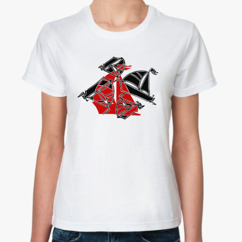 Классическая футболка с принтом Парусник