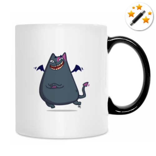 Кружка-хамелеон с принтом Бесокот — Пятничный Котик №43