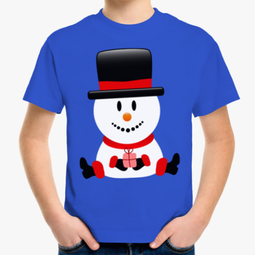 Детская футболка с принтом Снеговик