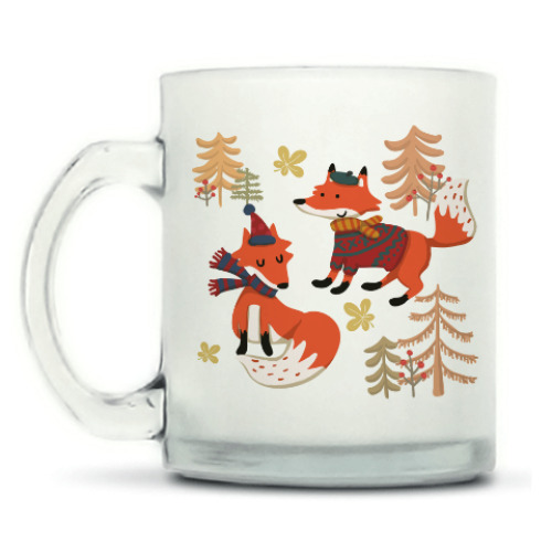 Кружка матовая с принтом С лисами