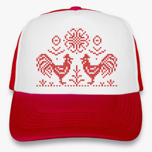 Кепка-тракер с принтом Красные Петухи жаккард
