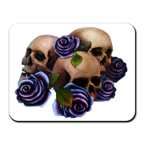 Коврик для мыши с принтом Skulls and roses