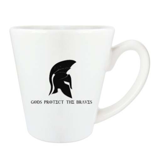 Чашка Латте с принтом Gods protect the braves,спарта