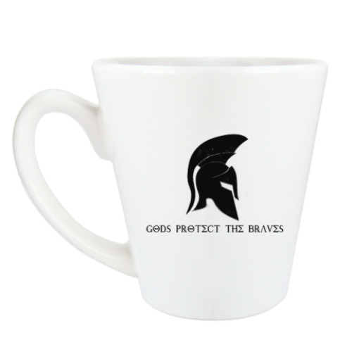 Чашка Латте с принтом Gods protect the braves,спарта