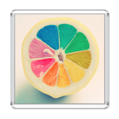 Магнит с принтом Радужный лимон