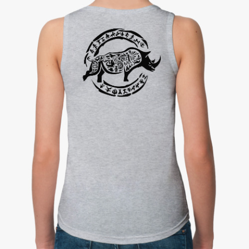 Женская майка Африканский носорог, трайбл