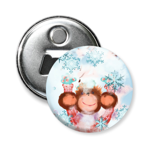 Магнит-открывашка Обезьянка и снег