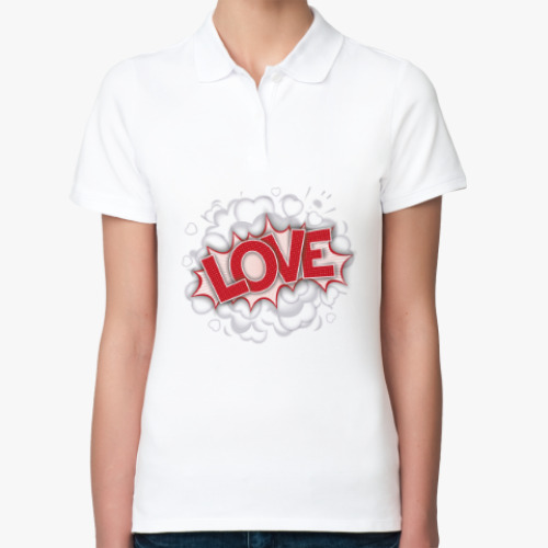 Женская рубашка поло (печать) с принтом LOVE