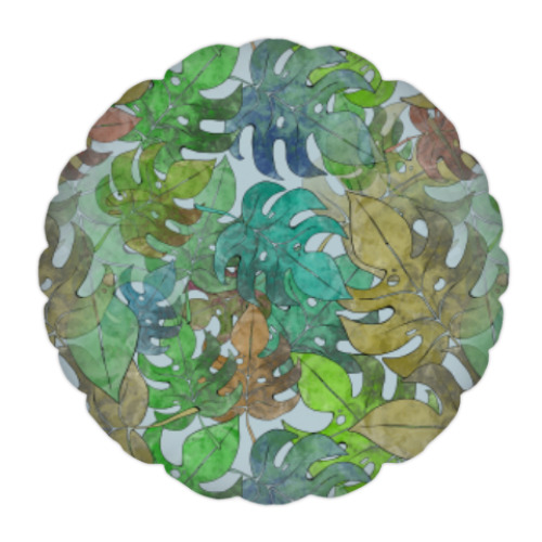 Подушка с принтом Листья, паттерн