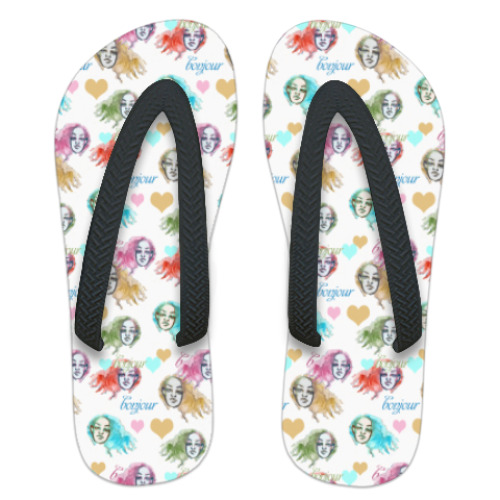 Шлепанцы (сланцы) с принтом божур паттерн