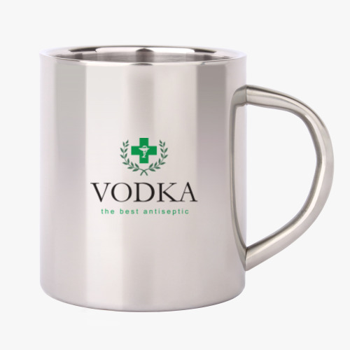 Кружка металлическая с принтом Vodka. The best antiseptic