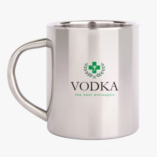 Кружка металлическая с принтом Vodka. The best antiseptic