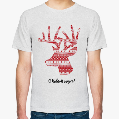 Футболка с принтом Олень: С Новым годом!