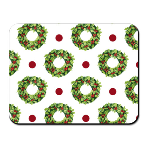 Коврик для мыши с принтом Новогодние венки