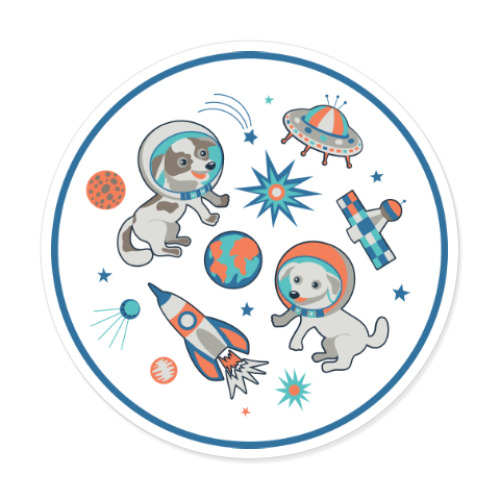 Виниловые наклейки с принтом Космические собаки