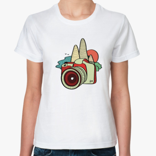 Классическая футболка с принтом Фото-путешествия