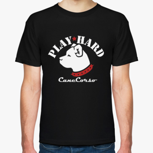 Футболка с принтом Play Hard. Cane Corso.