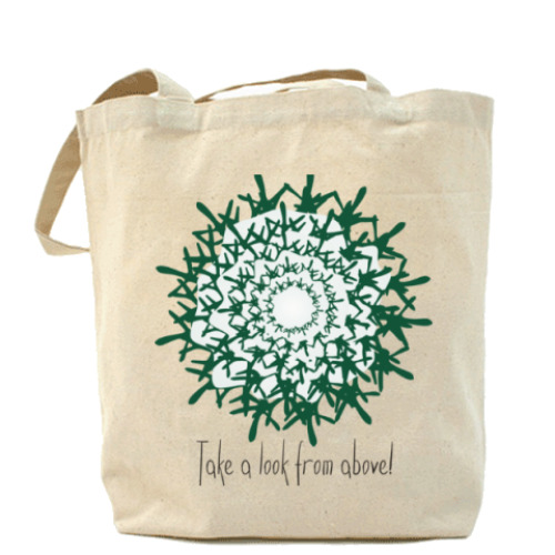 Сумка шоппер с принтом елка, вид сверху!