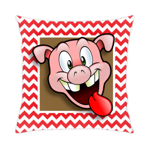 Подушка с принтом Funny Piggy