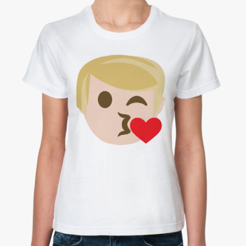 Классическая футболка с принтом Люблю Трампа