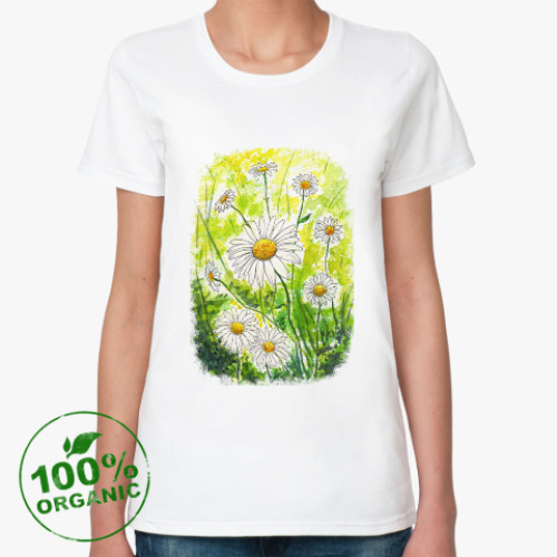 Женская футболка из органик-хлопка с принтом Ромашки