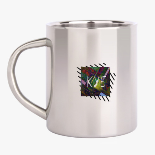 Кружка металлическая с принтом куб