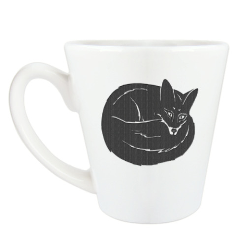 Чашка Латте с принтом Черная лисичка