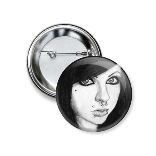Значок 37мм с принтом Emo girl