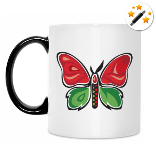 Кружка-хамелеон с принтом Бабочка-Метаморфоза