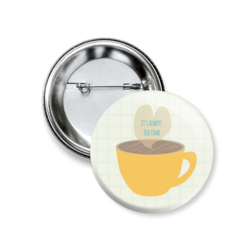 Значок 37мм с принтом Чай навсегда